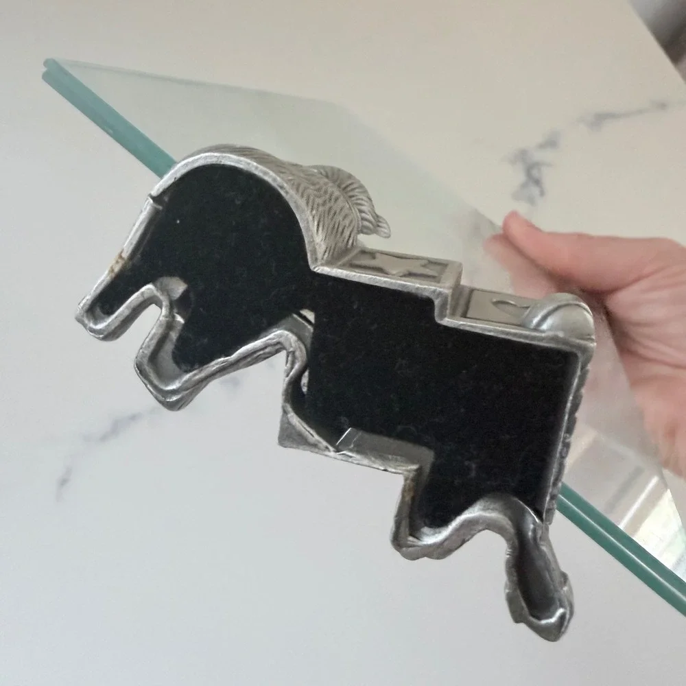 Vintage Pewter Teddy Bear and Blocks 5x7 Floating Glass Picture Frame Nursery